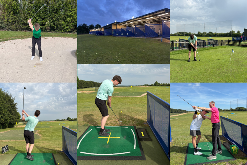 Outside walk-in bays at Winchester Golf Academy